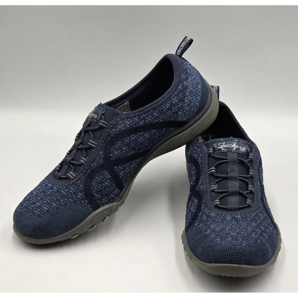 Skechers Breathe Easy Slip On Women's 8 Navy Relaxed Fit Walking Shoes - Picture 6 of 12